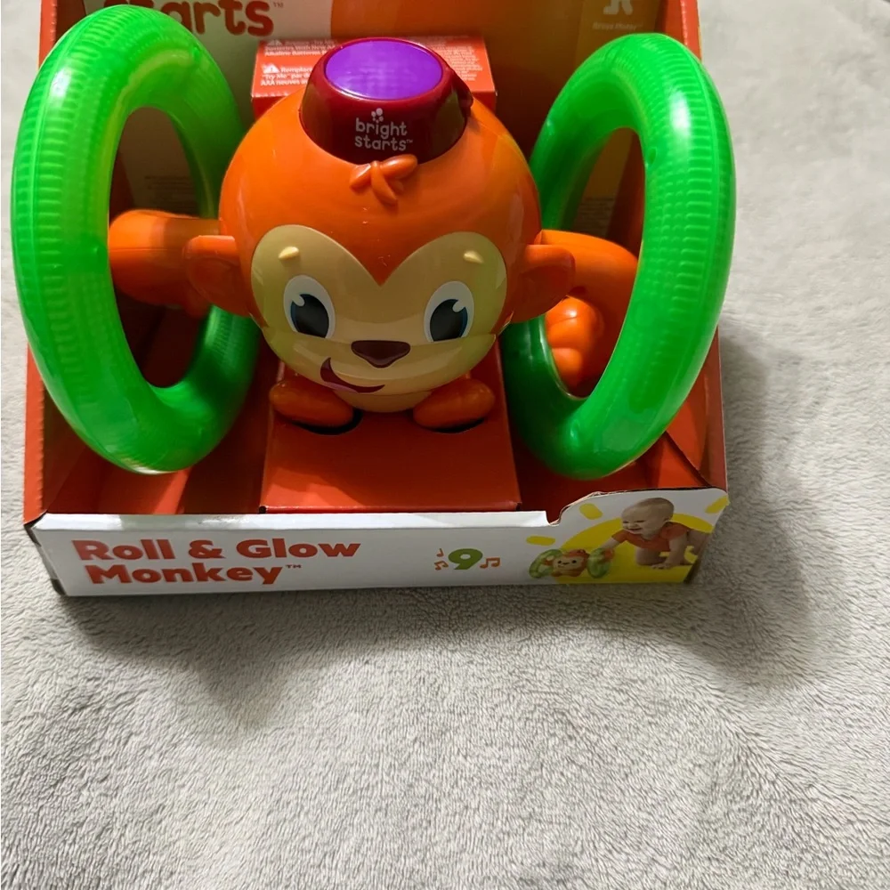 🆕 Brights Starts Vibrant Orange and Green Monkey Learning Toy nwt